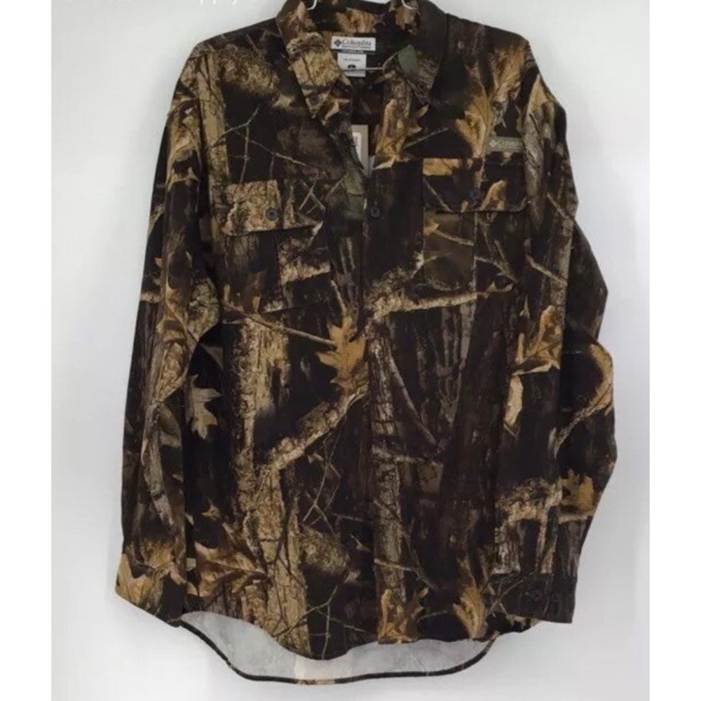NWT Columbia Men's Camo Bare Tree Branch BDU Long Sleeve Button-Up Shirt Sz L